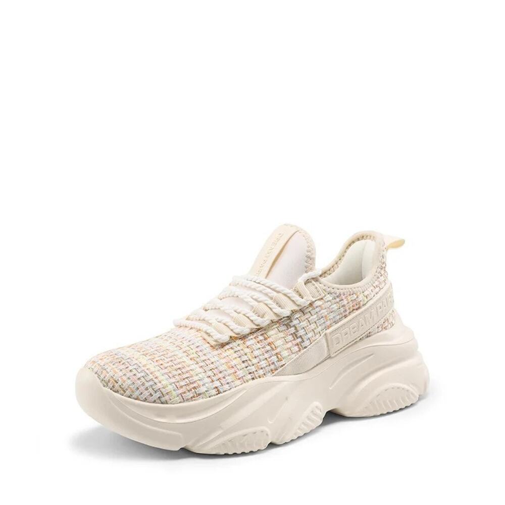 DREAM PAIRS Women’s Platform Chunky Sneakers Size 8 Beige Rainbow DWUMFN2507